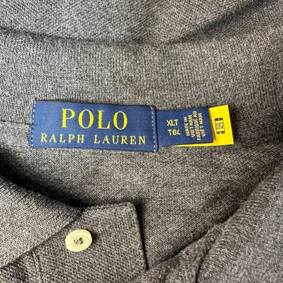 Polo Ralph Lauren Men's Classic-Fit Mesh‎ Ribbed Polo, Size XLT, Heather Grey - Picture 6 of 15